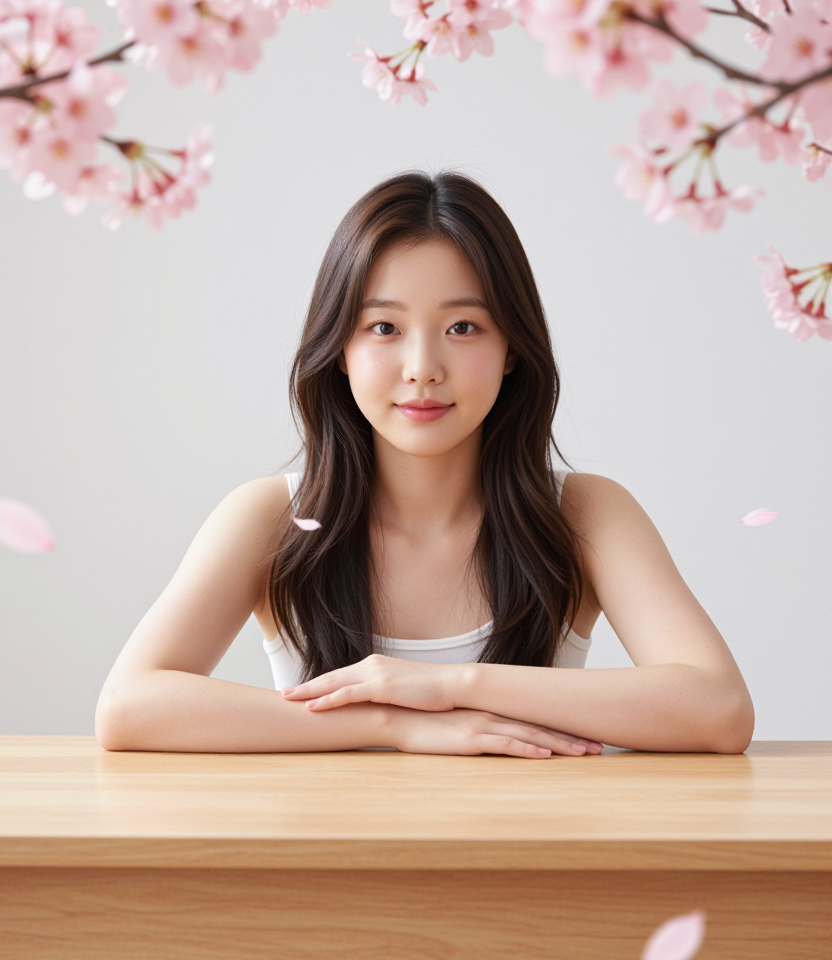 꽃잎이 쏟아지는 책상